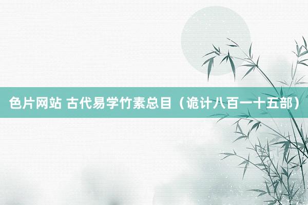 色片网站 古代易学竹素总目（诡计八百一十五部）